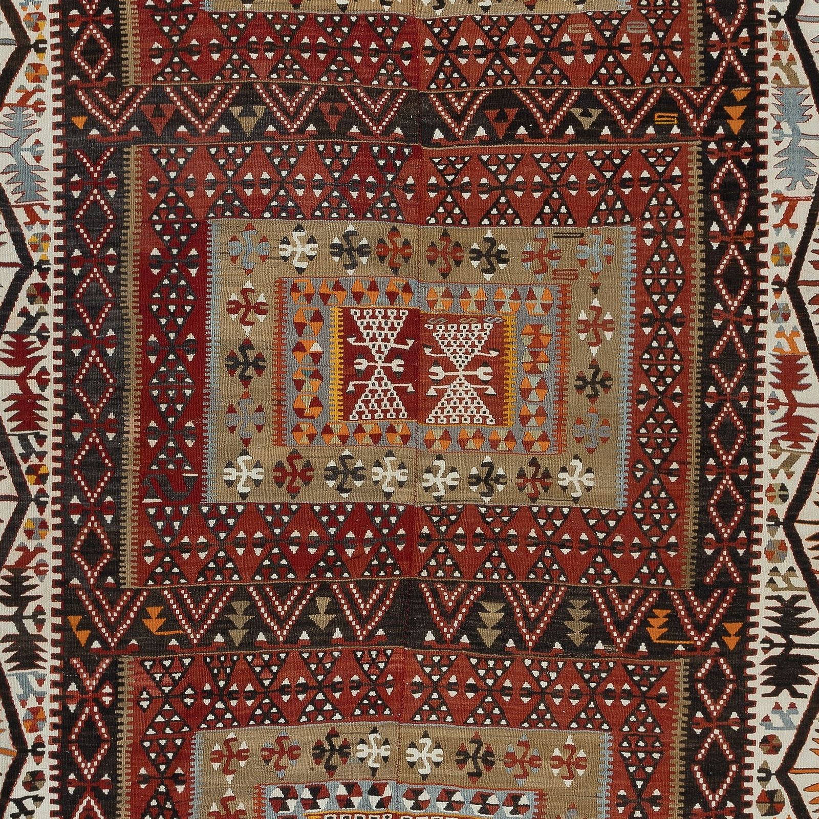 5.6x11 Ft Vintage Handmade Turkish Kilim 'Flat Weave' With Geometric Patterns photo 1060.0