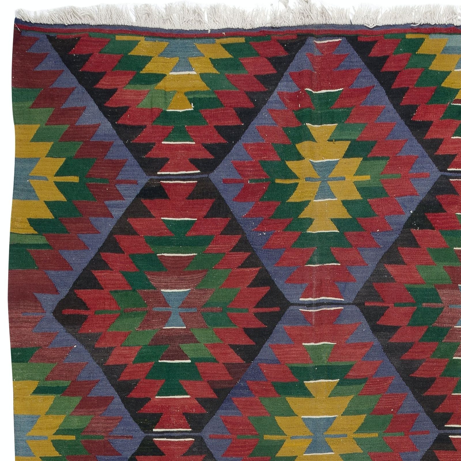 6x10.5 Ft Vintage Handwoven Turkish Kilim 'Flat Weave' With Geometric Patterns photo Textiles
