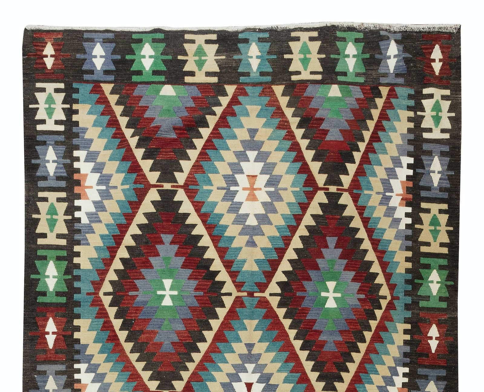 6.5x10.5 Ft Vintage Hand Woven Turkish Kilim Rug, Flat Weave Floor Covering photo Textiles