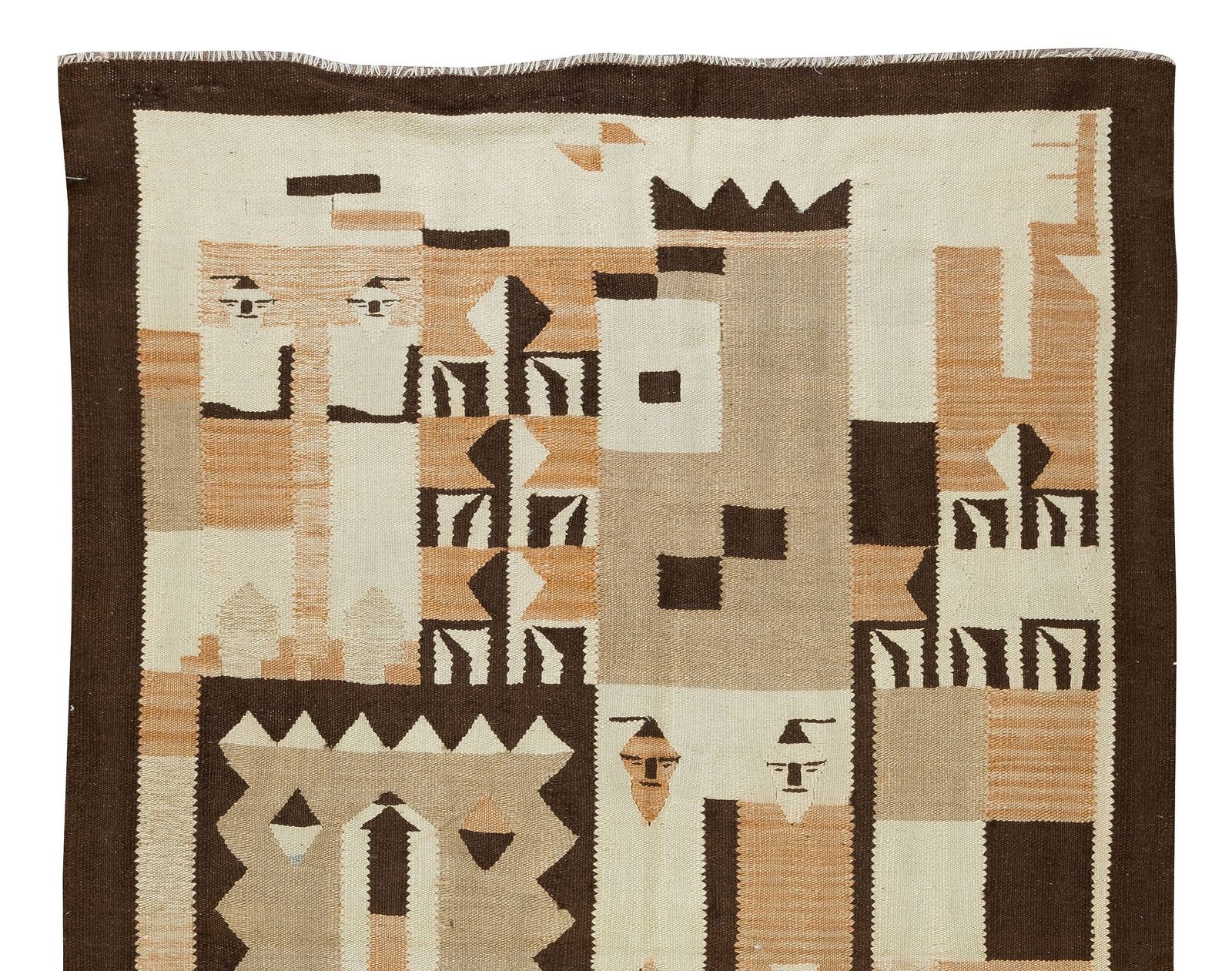 4x6.5 Ft Vintage American Indian Navajo Tribal Kilim Rug, Geometric 1970s Carpet photo Textiles