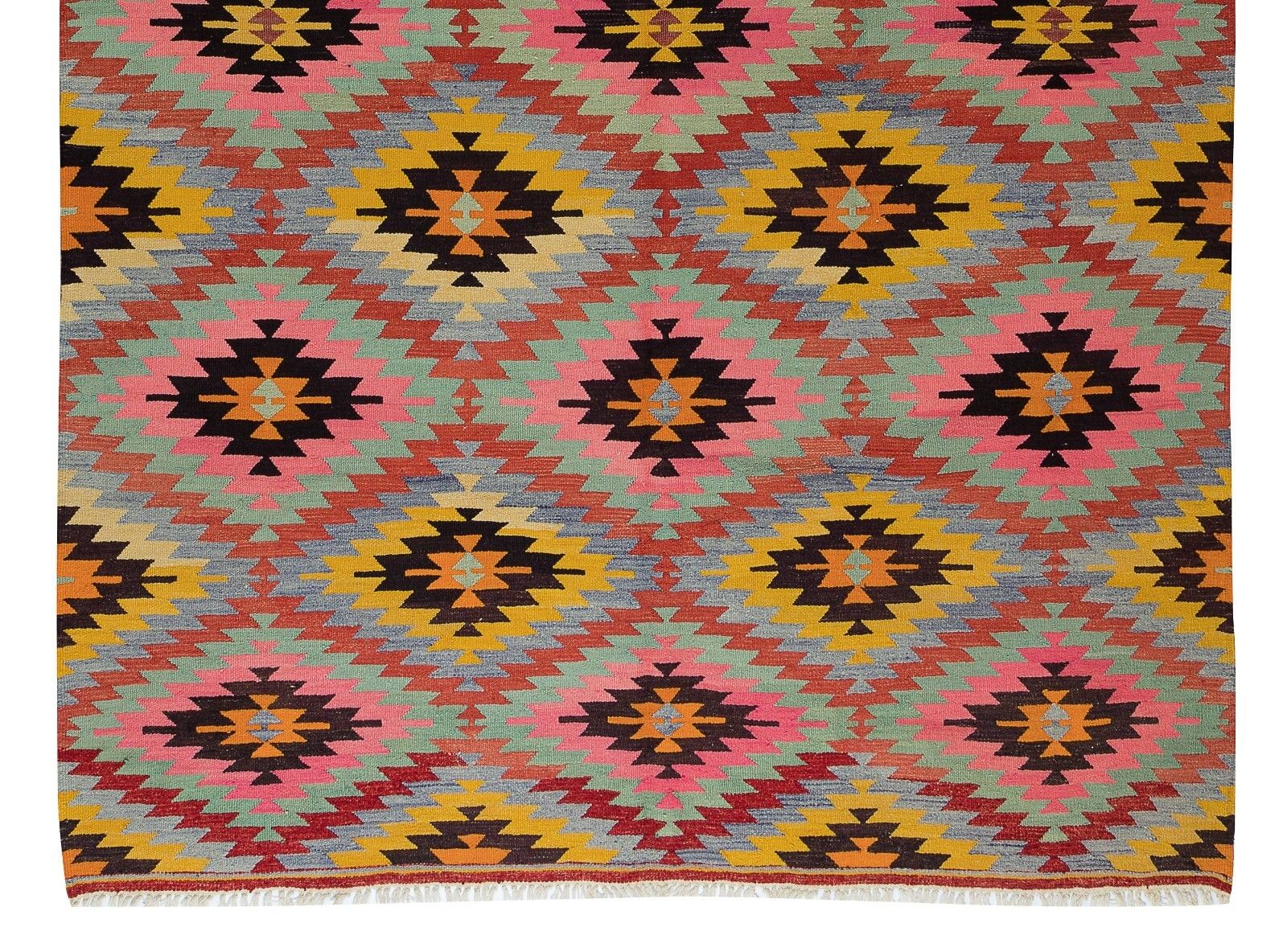 6.4x9.6 Ft Dazzling Handmade Turkish Wool Kilim, One Of A Kind Flat Weave Rug photo 951.0