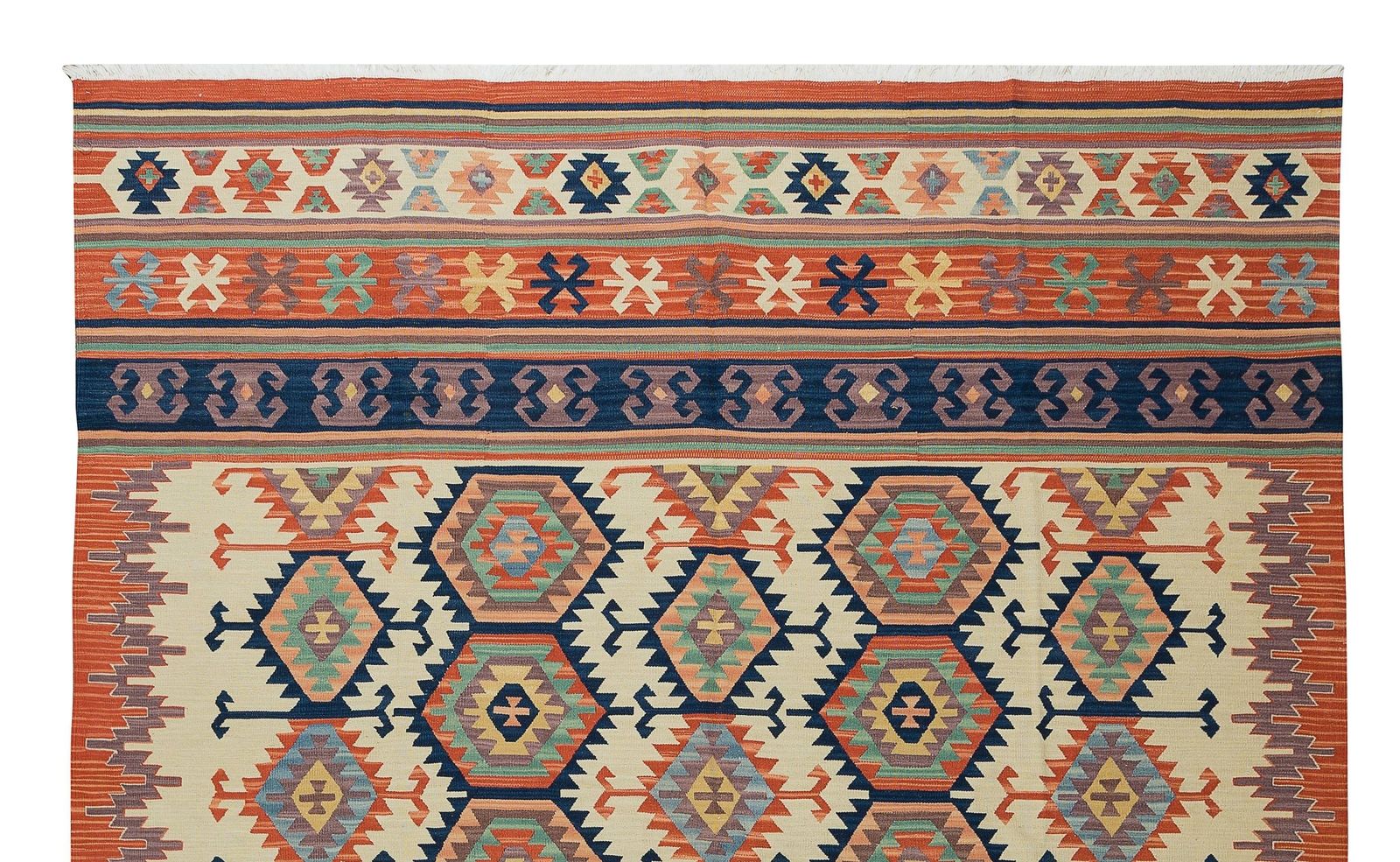 6.4x7.8 Ft Vintage Hand Woven Central Anatolian Kilim 'Flat Weave', 100% Wool photo Textiles