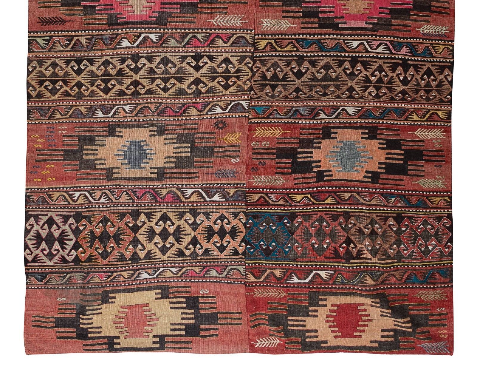 6.3x10.2 Ft Vintage Hand Woven Nomadic Anatolian Kilim 'Flat Weave', 100% Wool photo 821.0