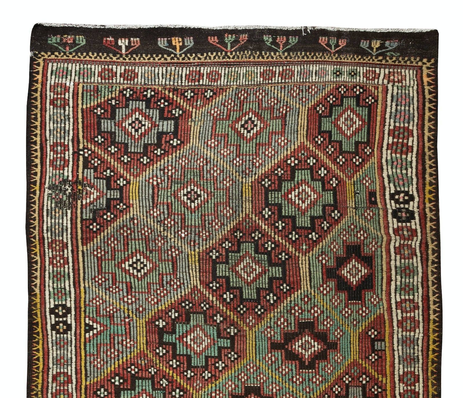 6.4x12.2 Ft Vintage Turkish Jajim Kilim, One Of A Kind Handmade Rug Made Of Wool photo Textiles