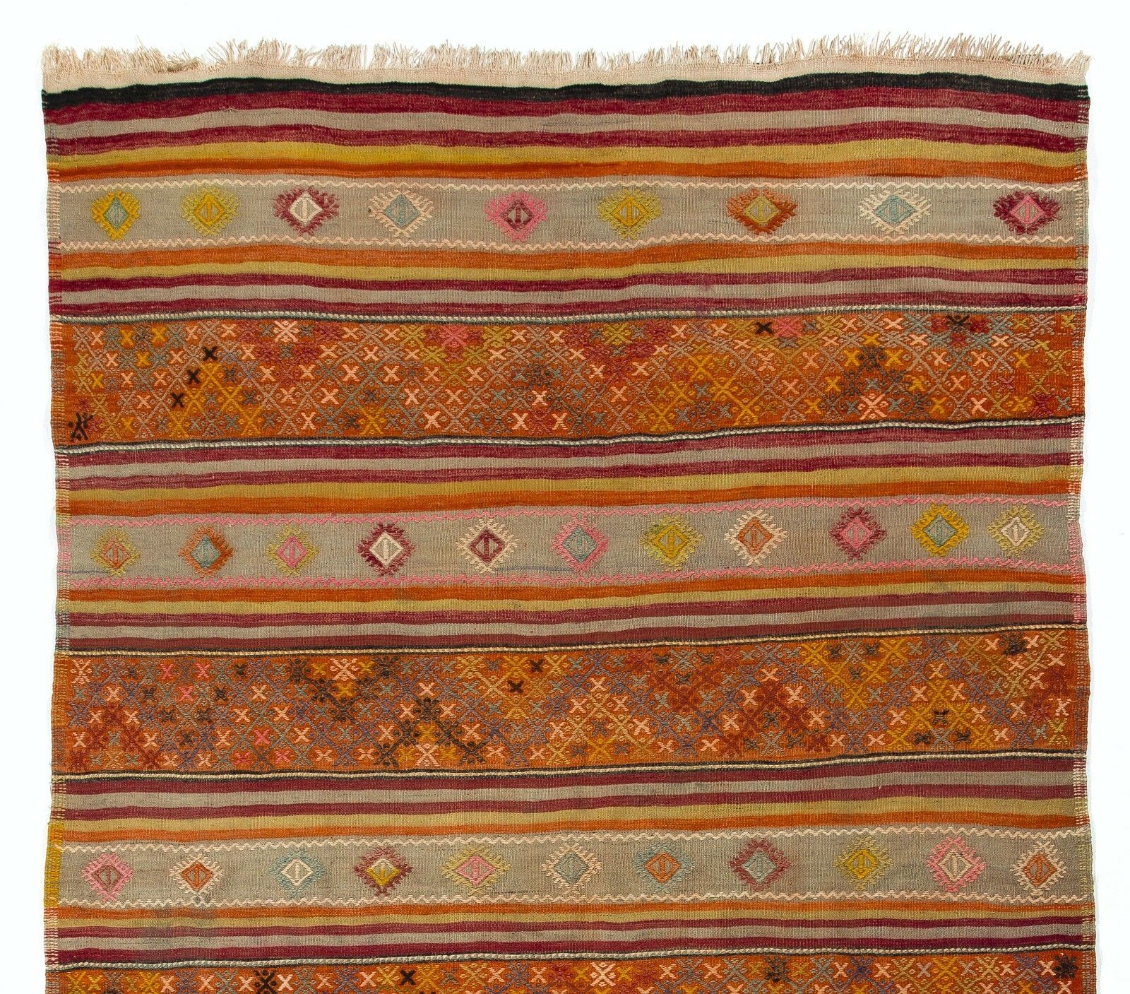 6.3x7.8 Ft Nomadic Anatolian Kilim, Flat Woven Wool Rug photo furniture