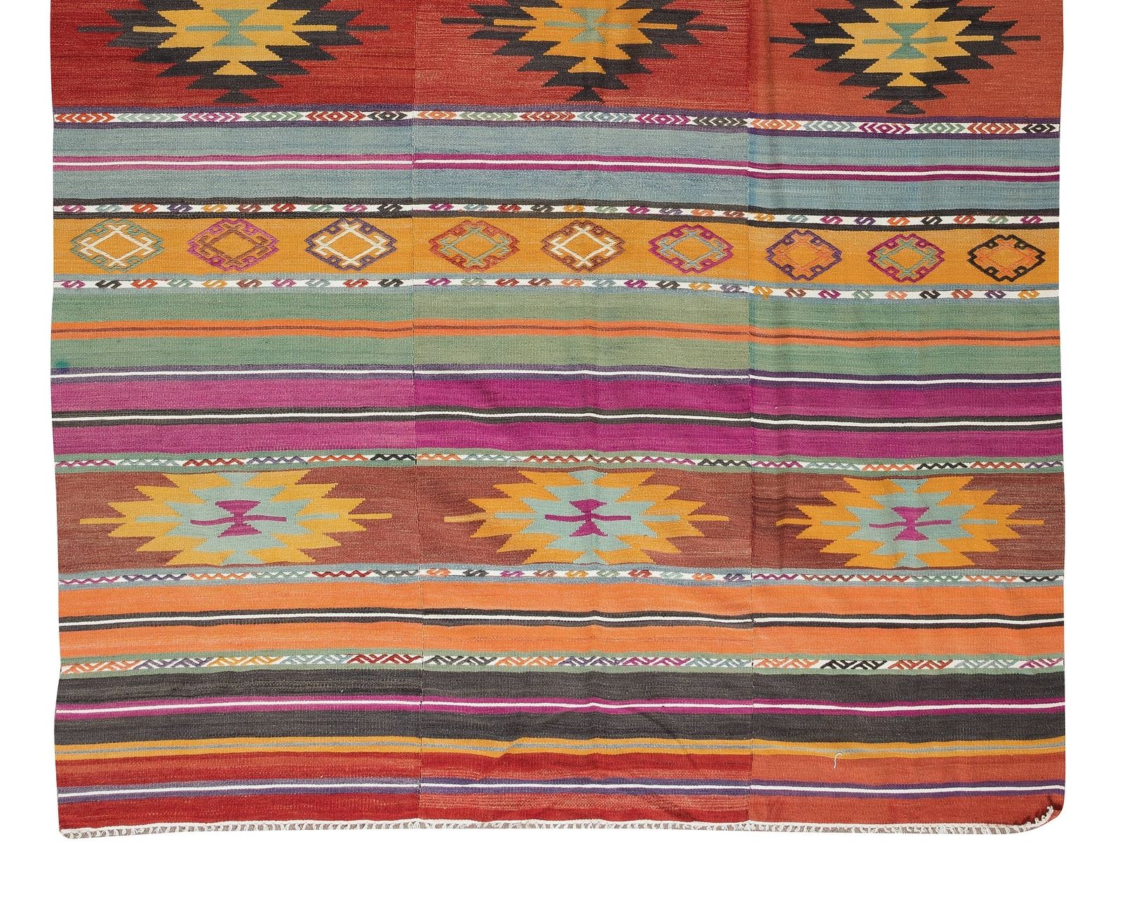 5.8x9.3 Ft Turkish Vintage Handmade Kilim, Geometric & Striped Rug Made Of Wool photo 557.0