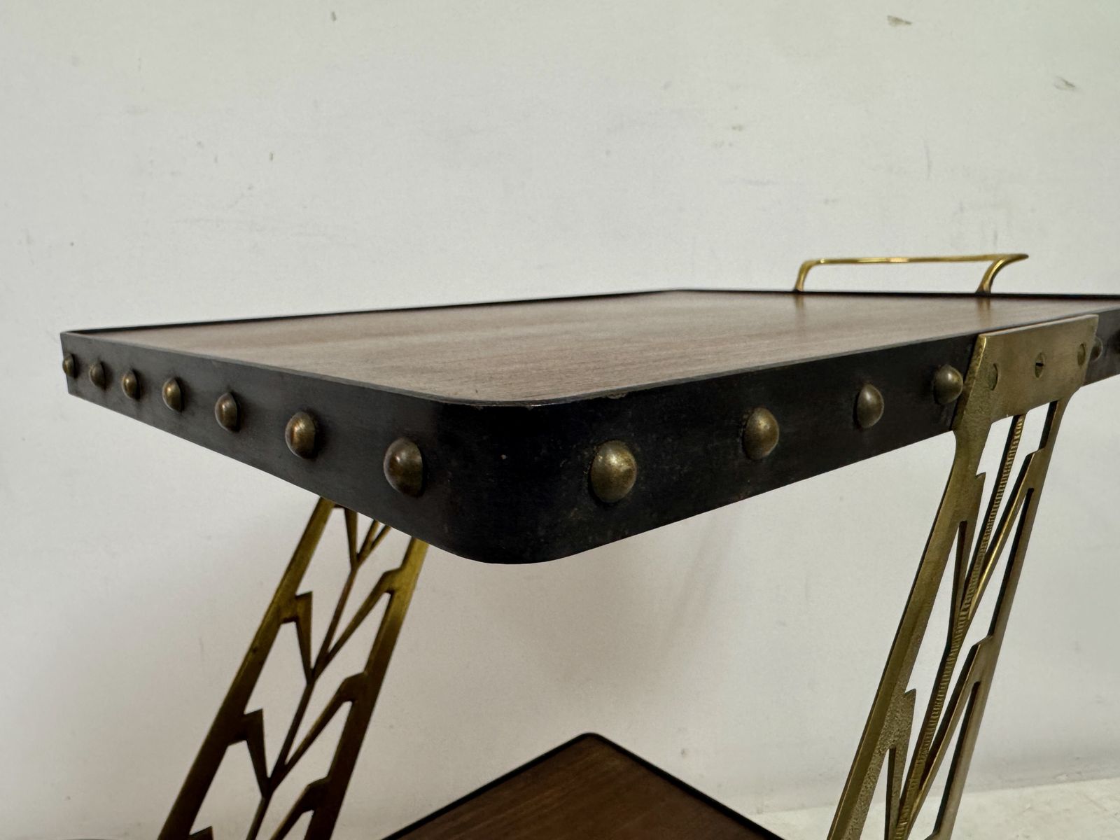 1950s Italian Bar Cart With Sculptural Detailing photo for sale