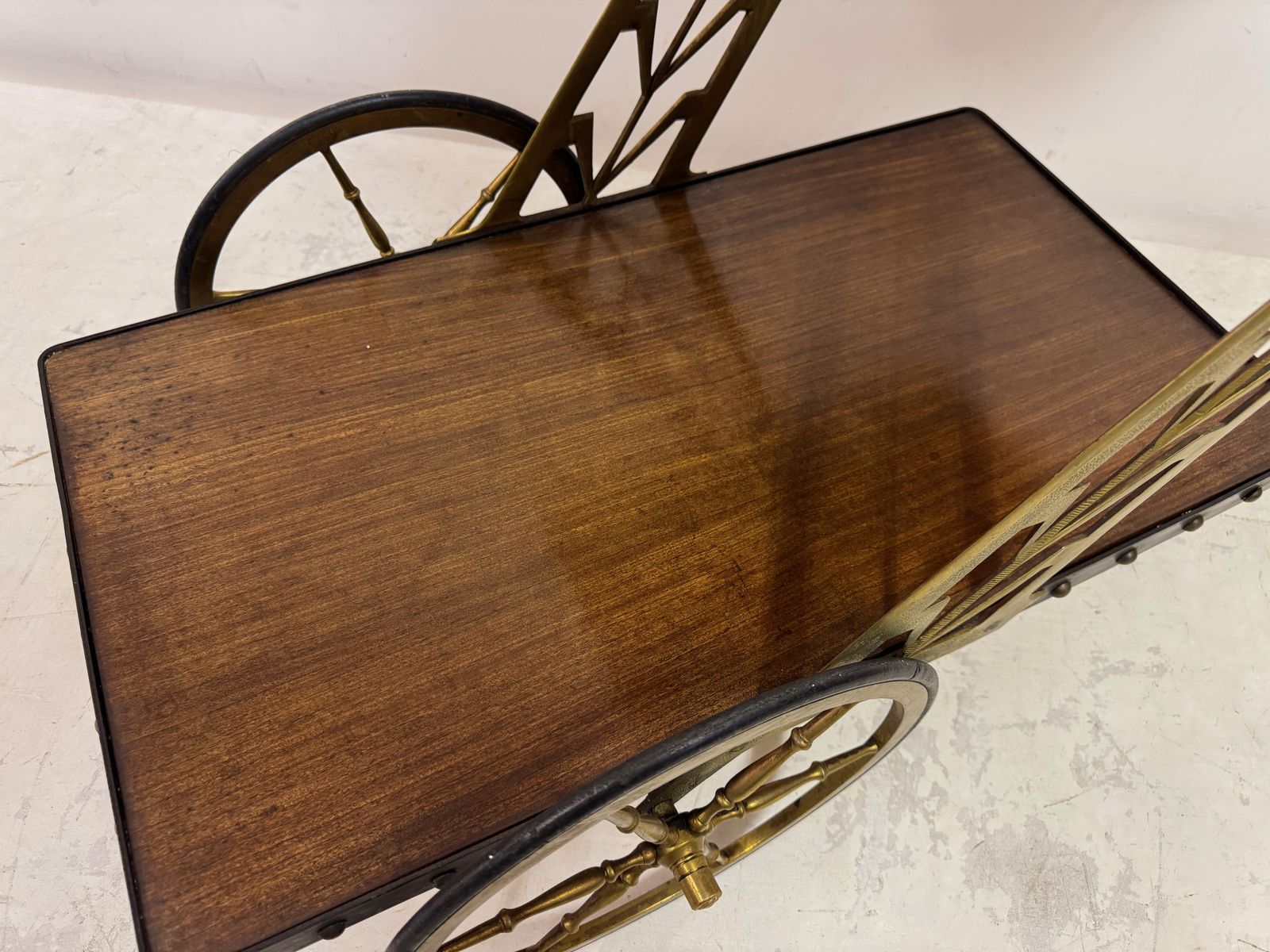 photo buy 1950s Italian Bar Cart With Sculptural Detailing