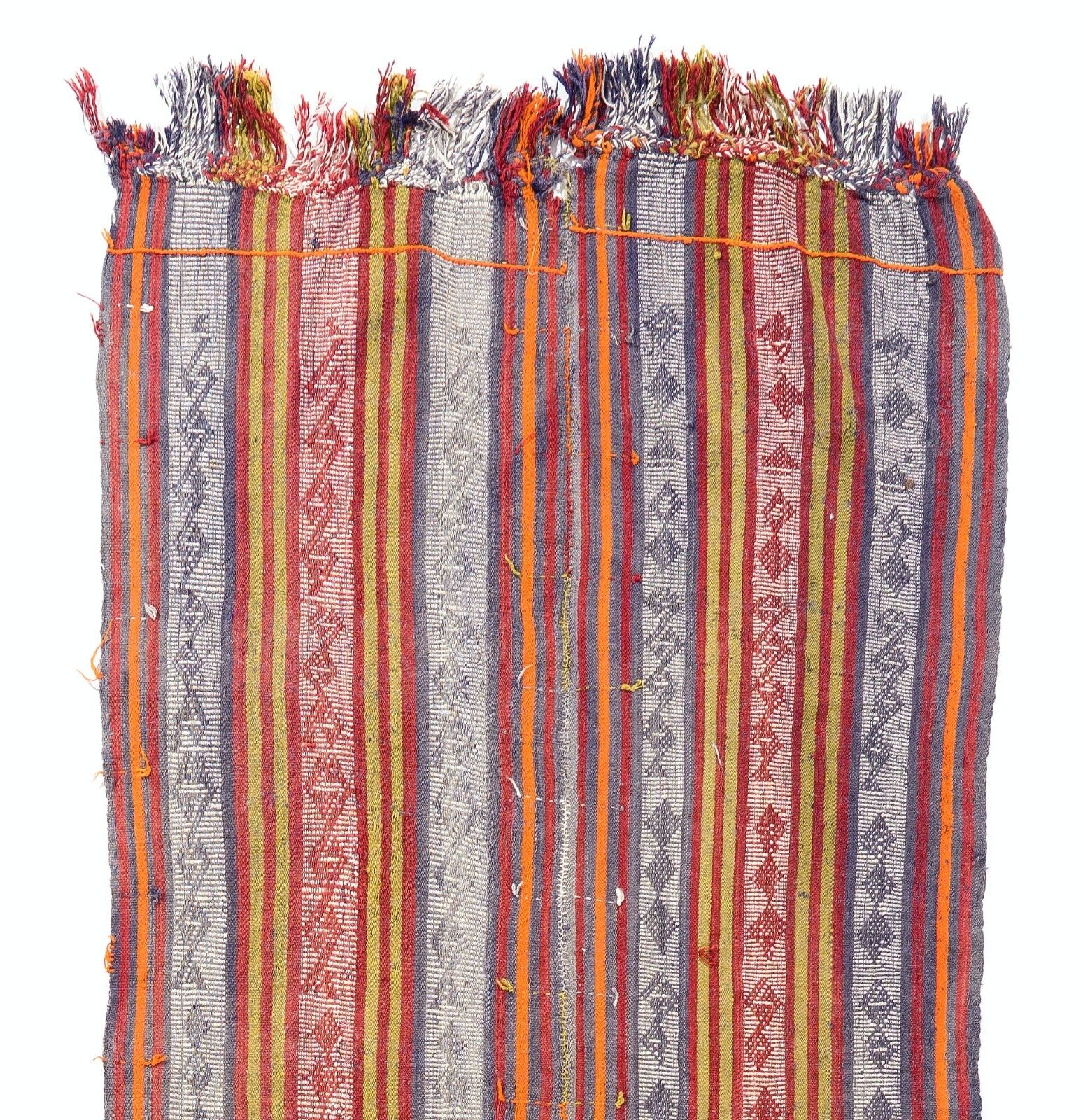 3.5x11.5 Ft Nomadic Hand Woven Kilim Runner Rug. Flat Weave Turkish Wool Carpet photo Textiles