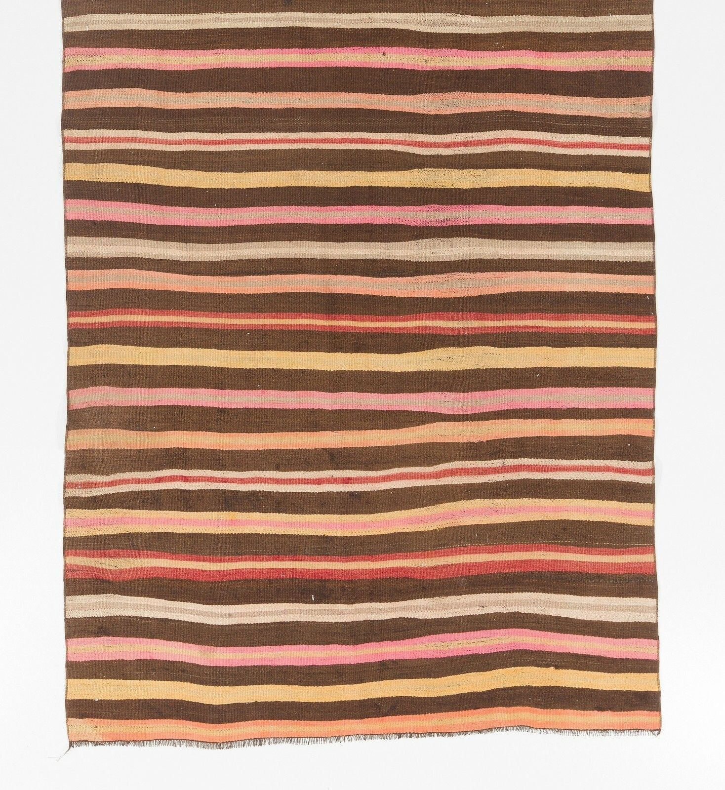 4.8x11.6 Ft Striped Midcentury Nomadic Kilim Runner photo for sale