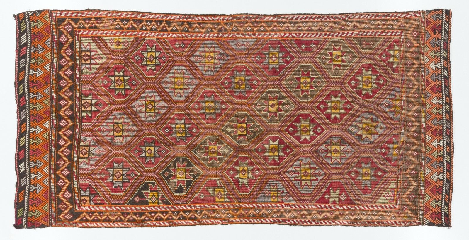 5.6x11 Ft Midcentury Jijim Rug With Interlocking Stars And Diamonds photo Textiles