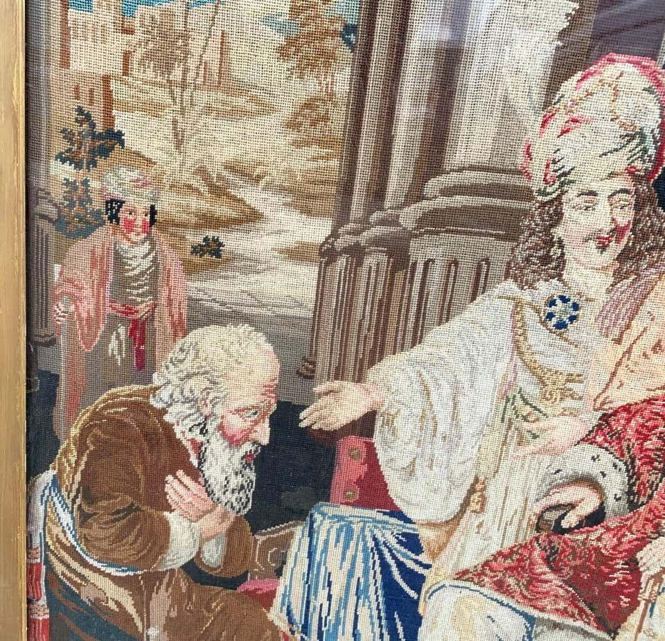 19th Century Continental Tapestry Needlepoint Picture Of A Biblical Scene photo Art