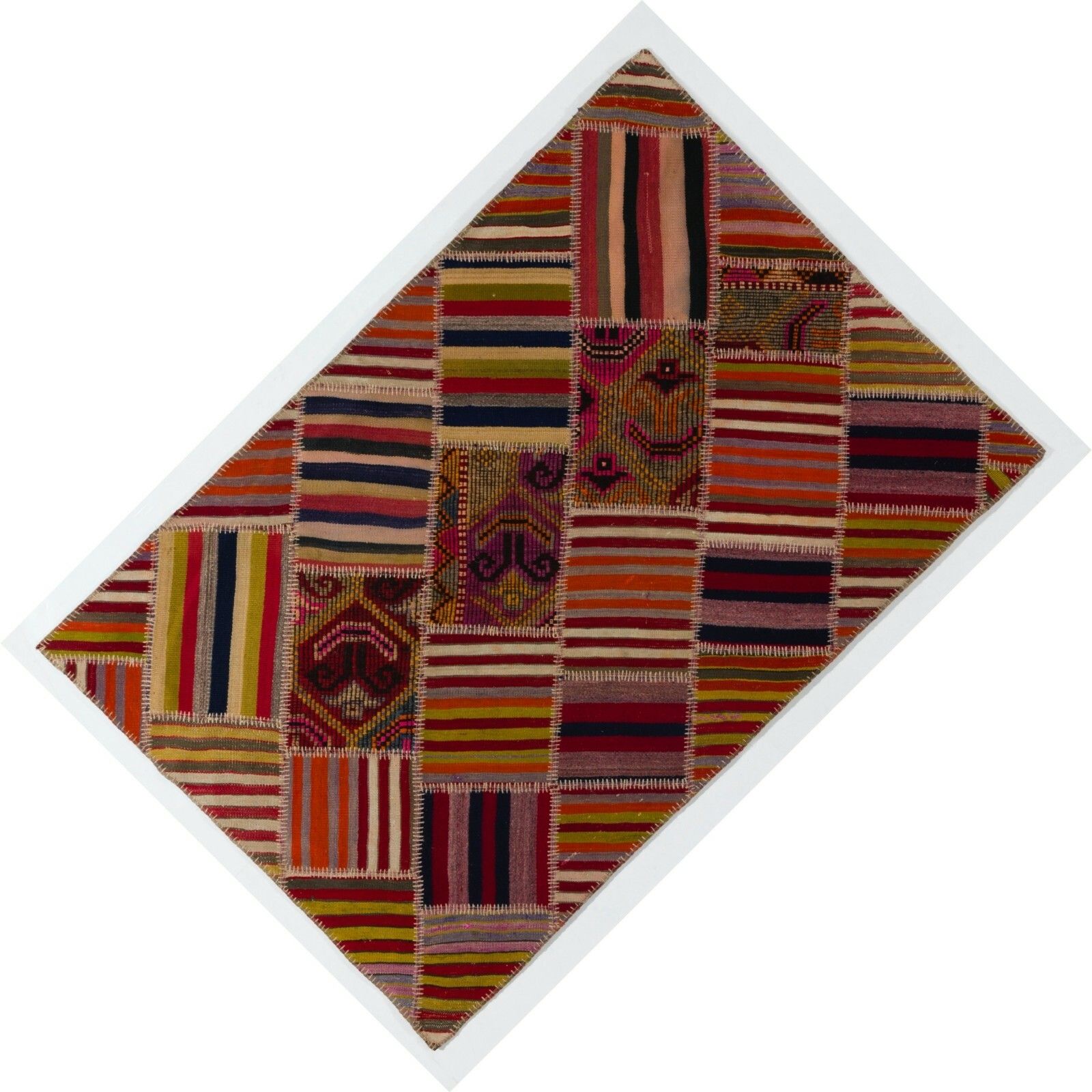 4.2x6.3 Ft Vintage Handmade Turkish Patchwork Kilim Rug With Tribal Flair photo 406.0