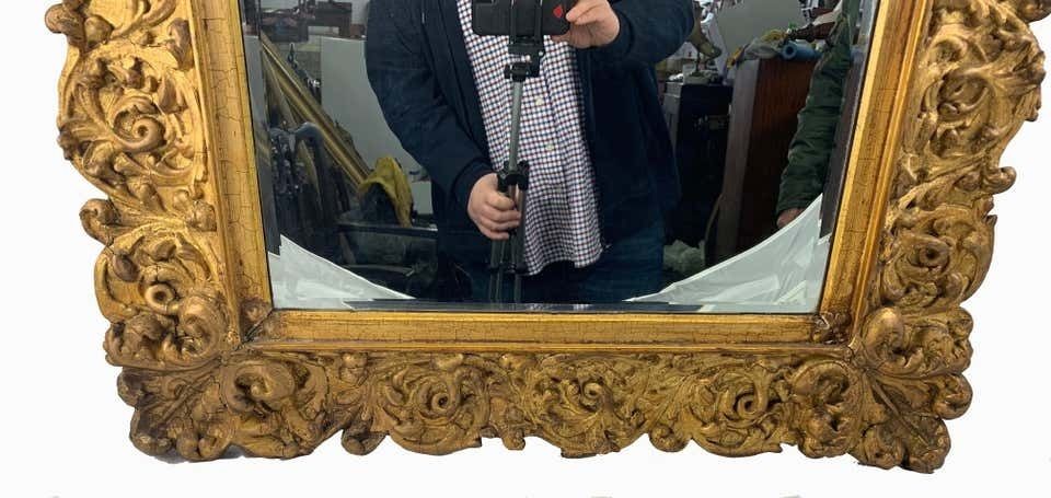 19th Century Large Carved Gilt Wood Mirror photo 2800.0