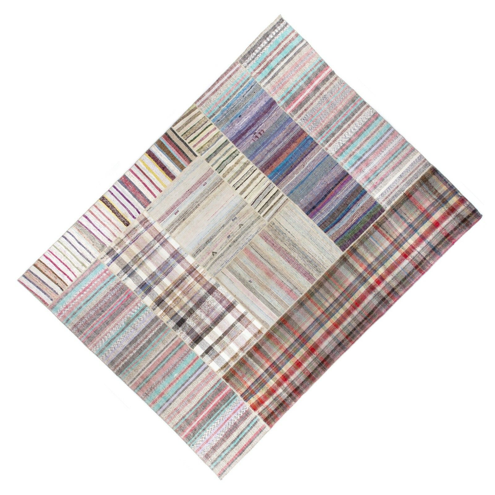 13.3x17.4 Ft Oversize Striped Cotton Turkish Kilim Rug Flatweave Floor Covering photo 3071.0