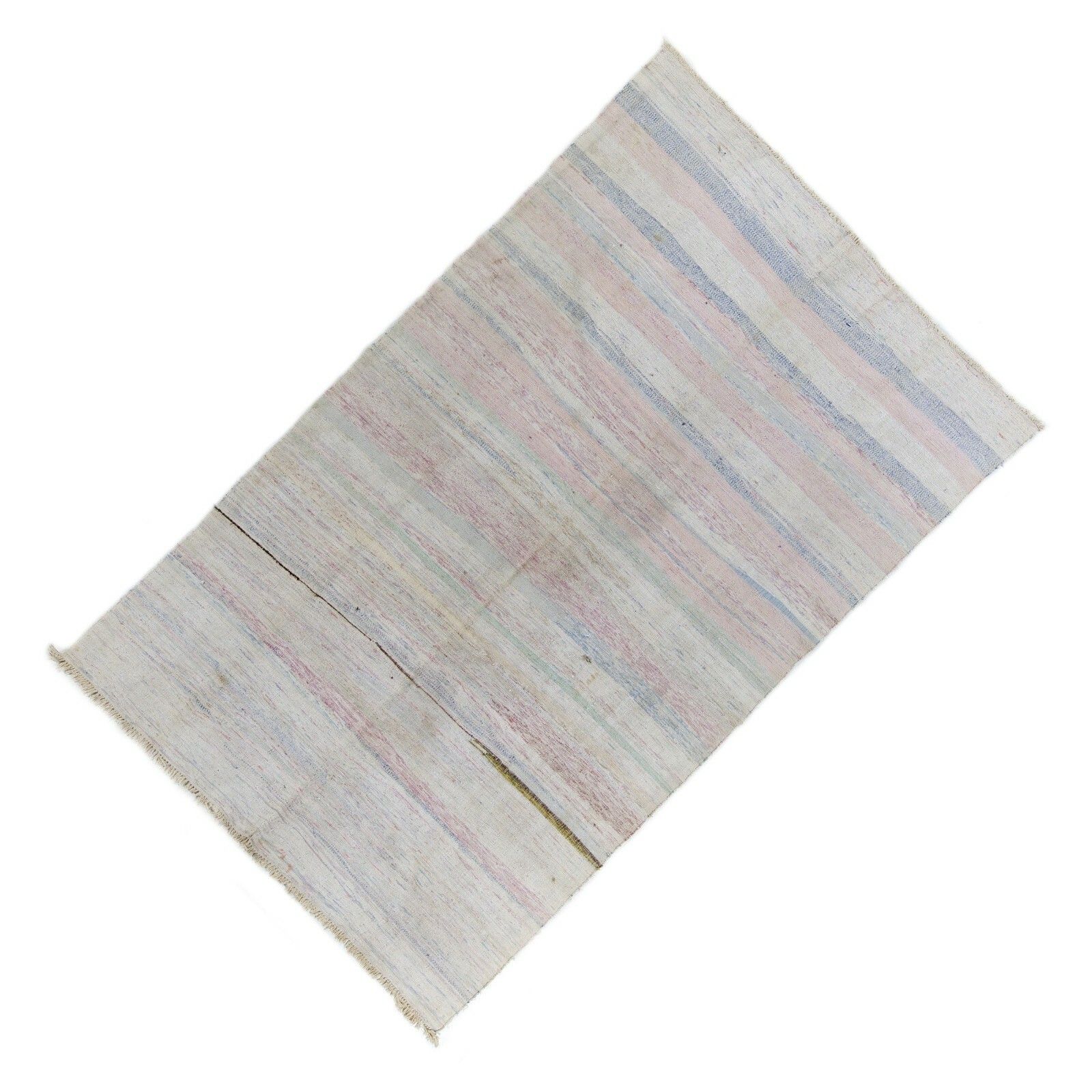 7x11 Ft Cotton Vintage Anatolian Kilim Rug In Soft Colors photo vinterior