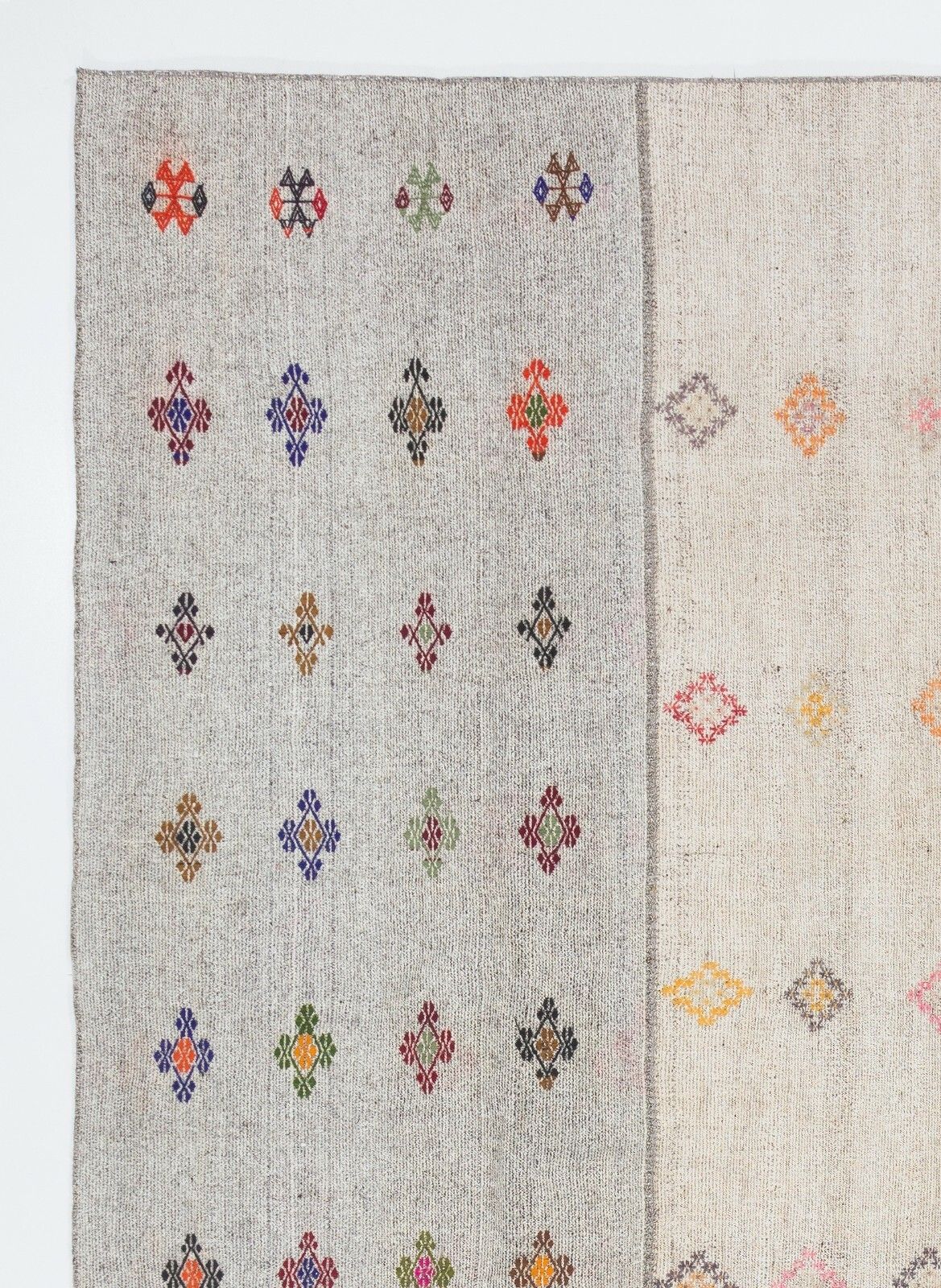 10.5x14.3 Ft Cotton And Goat Hair Kilim With Colorful Flowers photo furniture
