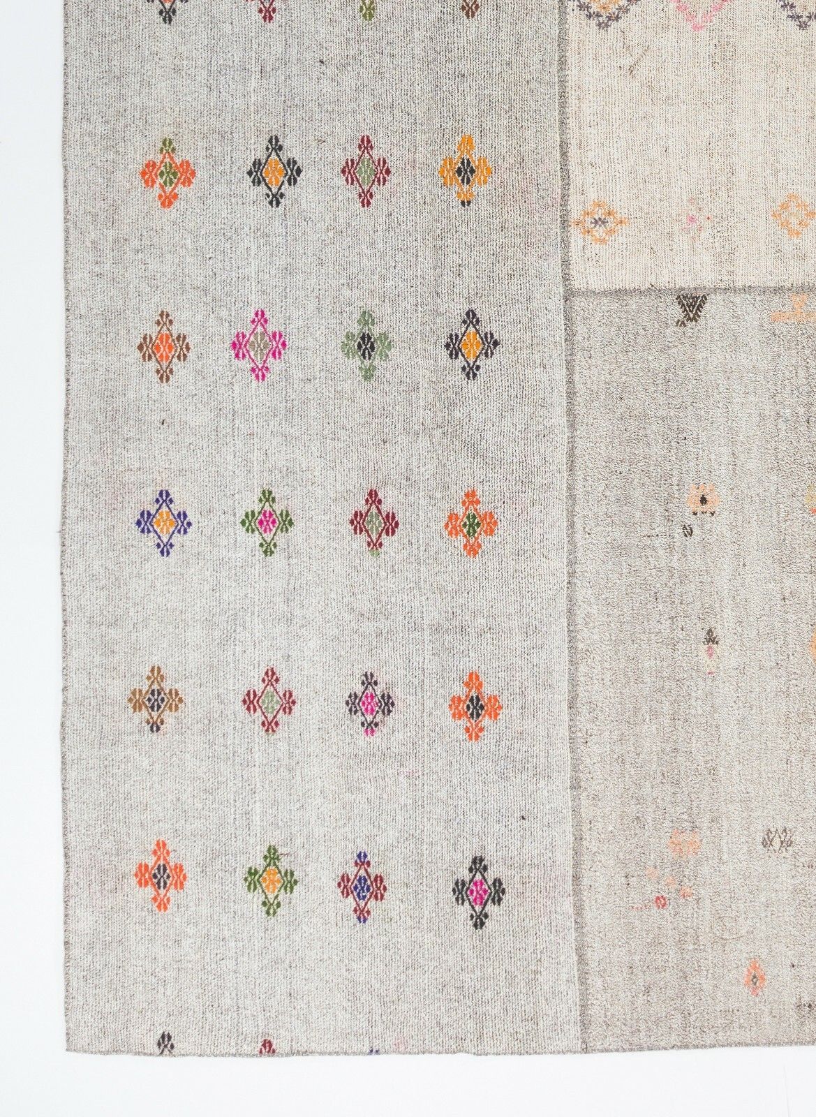 10.5x14.3 Ft Cotton And Goat Hair Kilim With Colorful Flowers photo Textiles