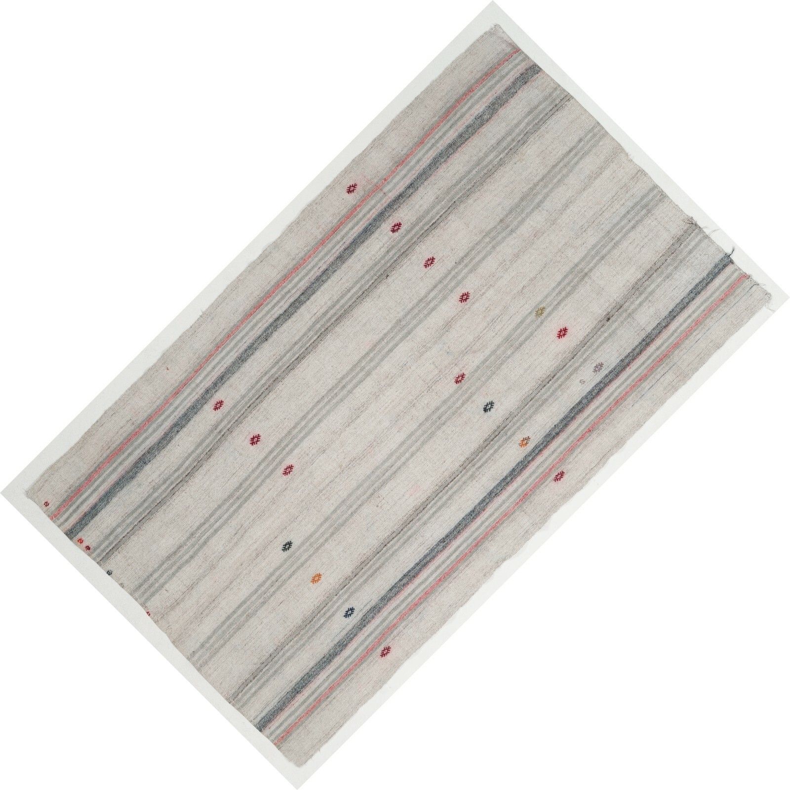 5x8.5 Ft Vintage Hand Woven Anatolian Kilim "Flat Weave" With Striped Design photo vinterior