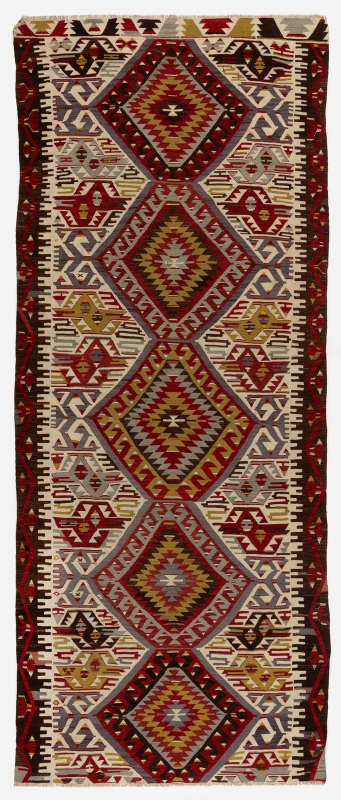 4.8x11 Ft Vintage Central Anatolian Runner Kilim, 100% Wool