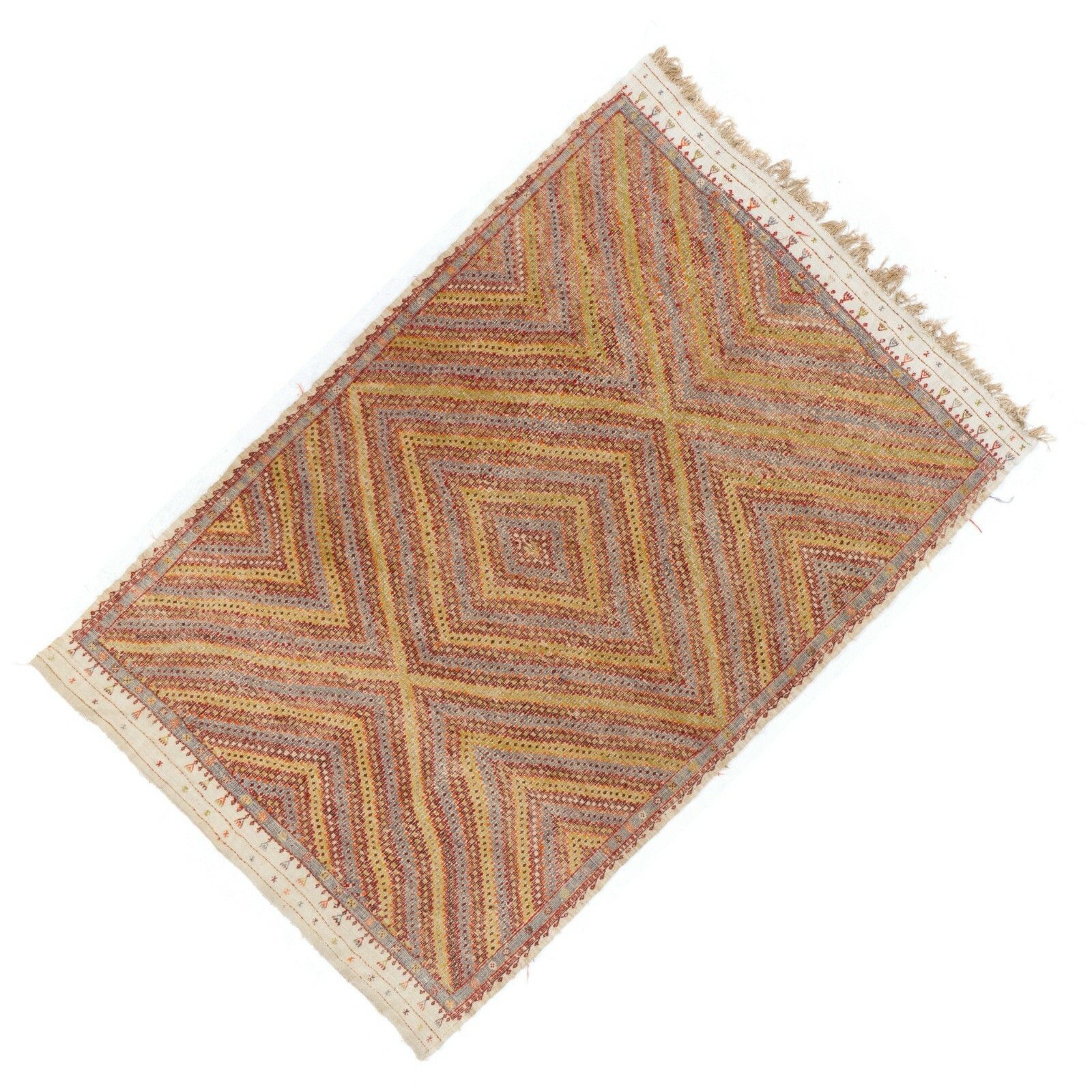 7x11.3 Ft Vintage Handwoven Central Anatolian Jijim Kilim Rug, Circa 1955 photo 1104.0