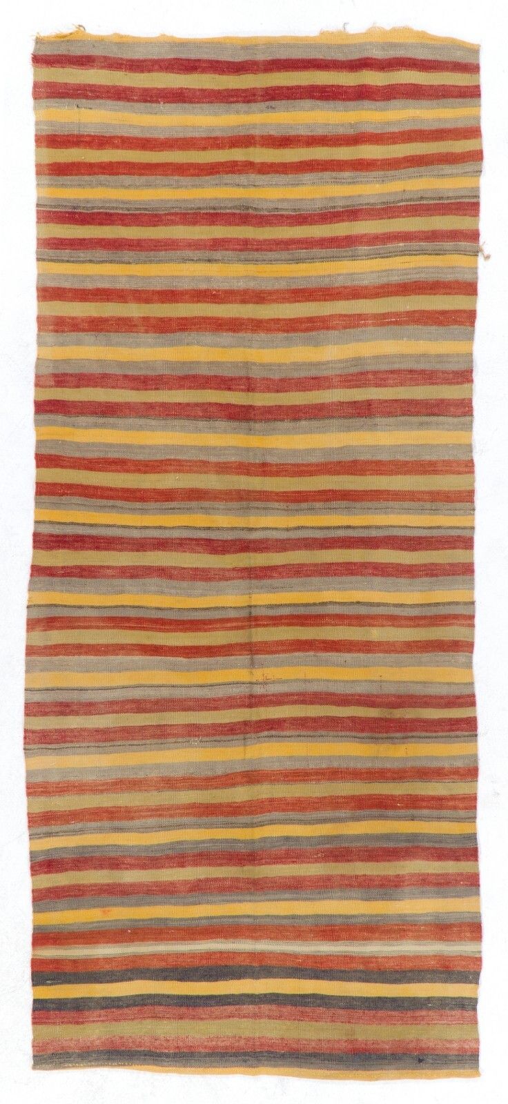 4x9.3 Ft Striped Nomadic Kilim Runner, Colorful Anatolian Rug, 100% Wool Carpet