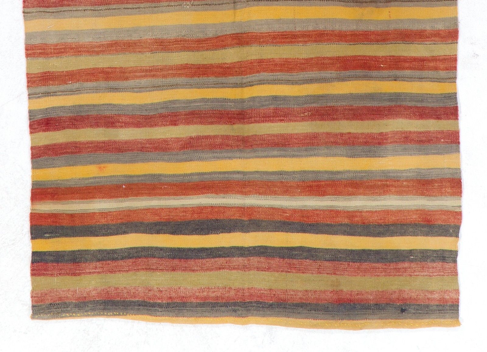 4x9.3 Ft Striped Nomadic Kilim Runner, Colorful Anatolian Rug, 100% Wool Carpet photo Textiles