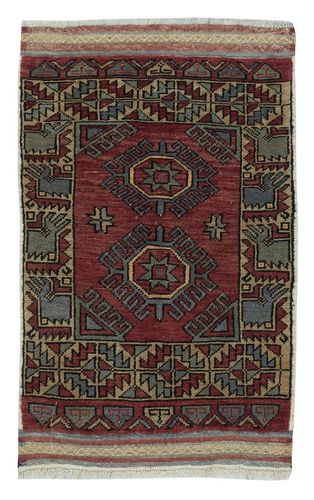25x35 In One Of A Kind Vintage Handknotted Accent Rug In Dark Red