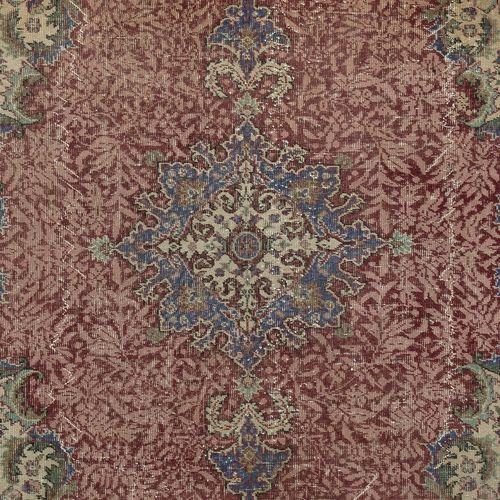 7x10.5 Ft One Of A Kind Handmade Turkish Area Rug, Red Color Vintage Carpet photo 1246.0