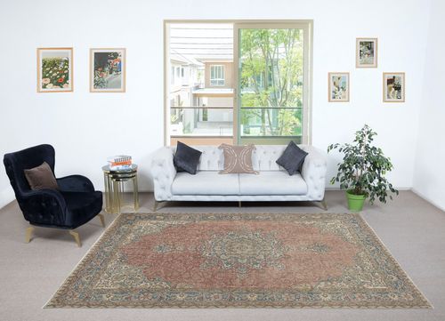 7x10.5 Ft Vintage Handmade Wool Area Rug. One Of A Kind Turkish Carpet photo furniture