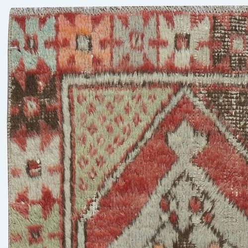 27x50 In Vintage Scatter Rug, Circa 1950, Wool Hand Knotted Turkish Doormat photo Textiles
