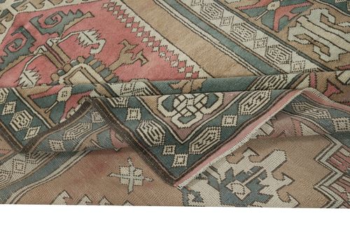 5.6x8.2 Ft One Of A Kind Vintage Handmade Turkish Area Rug. 100% Wool photo for sale