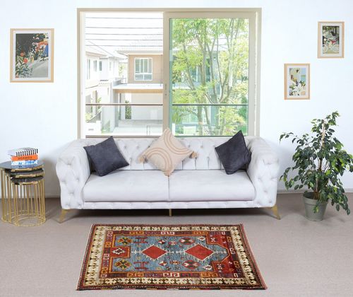 3.8x5.2 Ft Reproduction Of An Antique Caucasian Bordjalo Kazak Wool Prayer Rug photo furniture