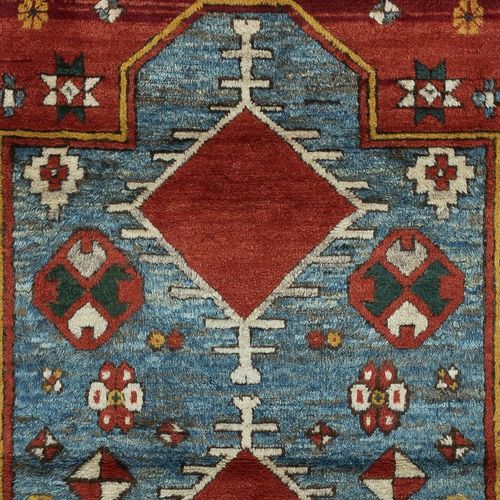 3.8x5.2 Ft Reproduction Of An Antique Caucasian Bordjalo Kazak Wool Prayer Rug photo 702.0