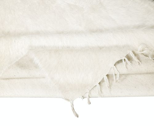 3.7x5.6 Ft New Flat Weave Kilim Rug Made Of Goat's Wool, Plain Cream Bed Cover photo for sale