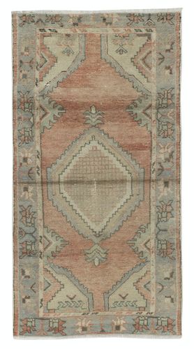 30x57 In Traditional Vintage Handmade Turkish Rug, 100% Wool
