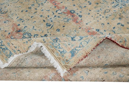 9.2x13 Ft One Of A Kind Vintage Beige Large Area Rug, Handmade Turkish Carpet photo for sale