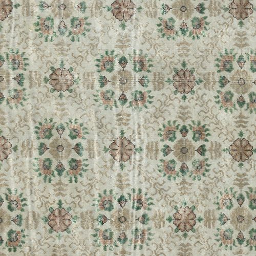 3.8x6.7 Ft One Of A Pair Vintage Handmade Turkish Accent Rug With Floral Design photo 302.0