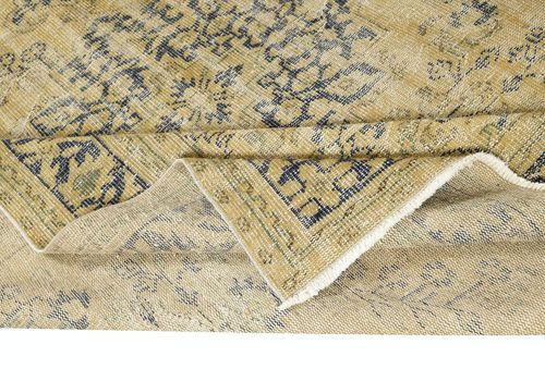 7.2x9.5 Ft Rustic Unique Handmade Area Rug, 1960s Sun Faded Turkish Carpet photo for sale