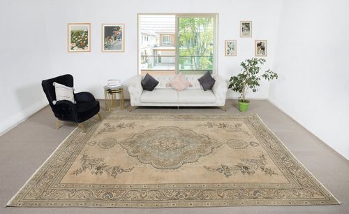 9.4x12.8 Ft One Of A Kind 1960s Turkish Large Rug. Rustic Handmade Large Carpet photo furniture