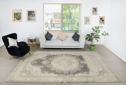 7.8x11.6 Ft One Of A Kind Vintage Turkish Area Rug. Handmade Sun Faded Carpet photo furniture