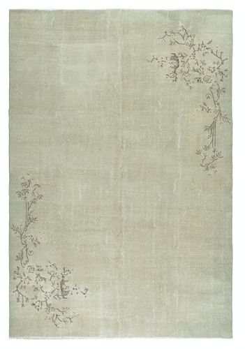 6.7x9.8 Ft One Of A Kind Vintage Sun Faded Area Rug, Art Deco Handmade Carpet