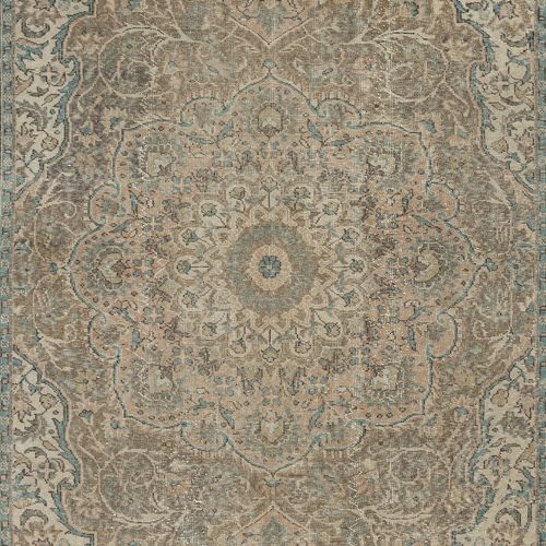 6.7x10.4 Ft Vintage Turkish Wool Area Rug In Muted Colors, Handmade Large Carpet photo 1049.0