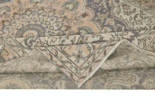 7x10.5 Ft Vintage Handmade Turkish Wool Area Rug In Soft, Muted Colors photo for sale