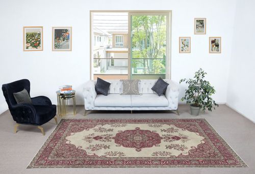 6.4x11.3 Ft Vintage Handmade Oushak Rug For Country, Farmhouse And Rustic Decor photo furniture