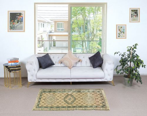 34x62 In Mid Century Handmade Turkish Accent Rug Made Of Wool photo furniture