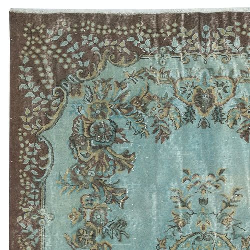 6x10.3 Ft Modern Handmade Blue Color Turkish Wool Area Rug With Medallion Design photo Textiles