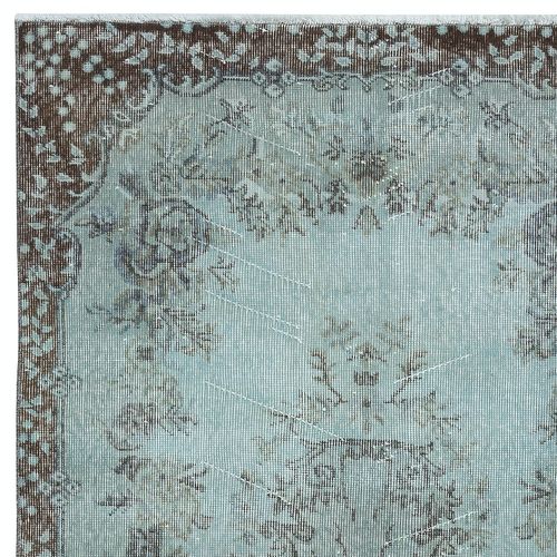 3.8x6.8 Ft Light Blue Color Medallion Design Rug. Handmade Turkish Accent Rug photo Textiles