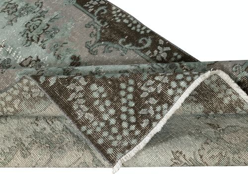 4x7.4 Ft Contemporary Handmade Blue Color Area Rug, Blue Turkish Floor Covering photo for sale