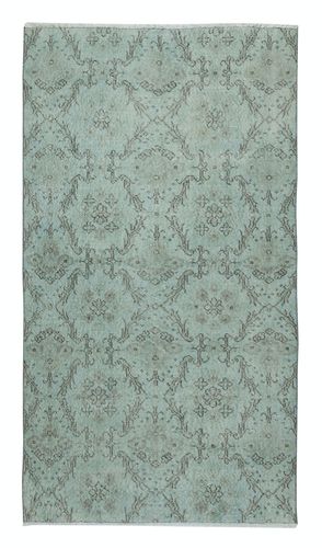 3.7x6.7 Ft Light Blue Color Handmade Turkish Accent Rug With Floral Design